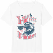 Land of the Free Because of the Brave Fourth of July Cotton T-Shirt in White