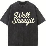 Well Sheeyit Country Western Retro Western Adult Humor vintage washed oversized T-shirt in Black