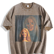 Two Smiling Glam Dolls Vintage Washed T-Shirt in Brown