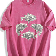 Bass Fish 90s Retro ® Y2k Fish Vintage Washed T-Shirt in Red