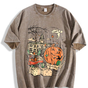 Halloweentown Est 1998 Back and Front Vintage Washed T-Shirt in Brown