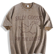 Silly Goose on the Loose Vintage Washed T-Shirt in Brown