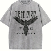 Free Bird Boho Vintage Washed T-Shirt in Gray