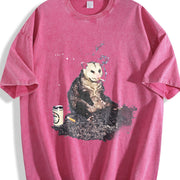 Smoking Opossum Vintage Washed T-Shirt in Red