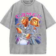 Joe Camel Joe Camel Motorcycle AD Custom vintage washed oversized T-shirt in Gray