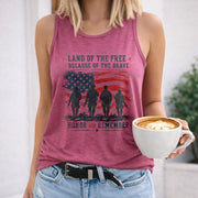 Land of the Free Because of the Brave Women's Color Cotton Tank Top in Red