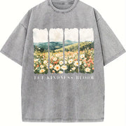 Let Kindness Bloom Vintage Washed T-Shirt in Gray