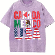 CAN MEX USA Country Flag Letter Sleeveless Tank Vintage Washed T-Shirt in Purple