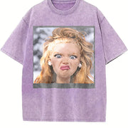 Shocked Blonde Glam Doll Vintage Washed T-Shirt in Purple