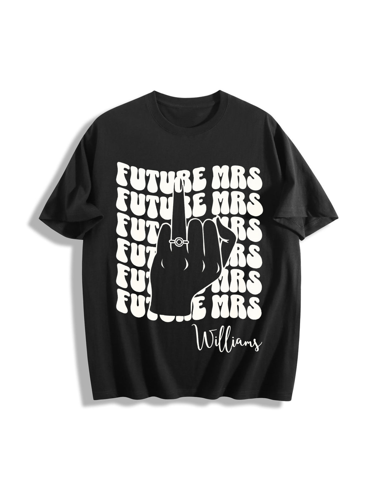 Custome NAME Retro Bachelorette Bride Cotton T-Shirt in Black
