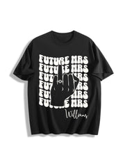 Custome NAME Retro Bachelorette Bride Cotton T-Shirt in Black