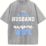 Proud Husband of a Freaking Awesome Wife Vintage Washed T-Shirt in Gray