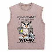 Owl I'm Not Old I Just Need Some Vintage Washed Tank Top in Brown