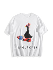 Fourth of July Firequacker Goose Cotton T-Shirt in White