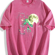 Black Panther Moon Vintage Washed T-Shirt in Red