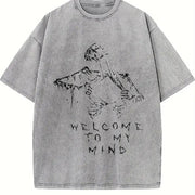 Retro Pure Skull Vintage Washed T-Shirt in Gray