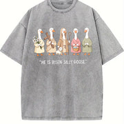 He Is Risen Silly Goose Vintage Washed T-Shirt in Gray