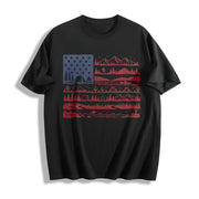 National Parks American Flag Cotton T-Shirt in Black