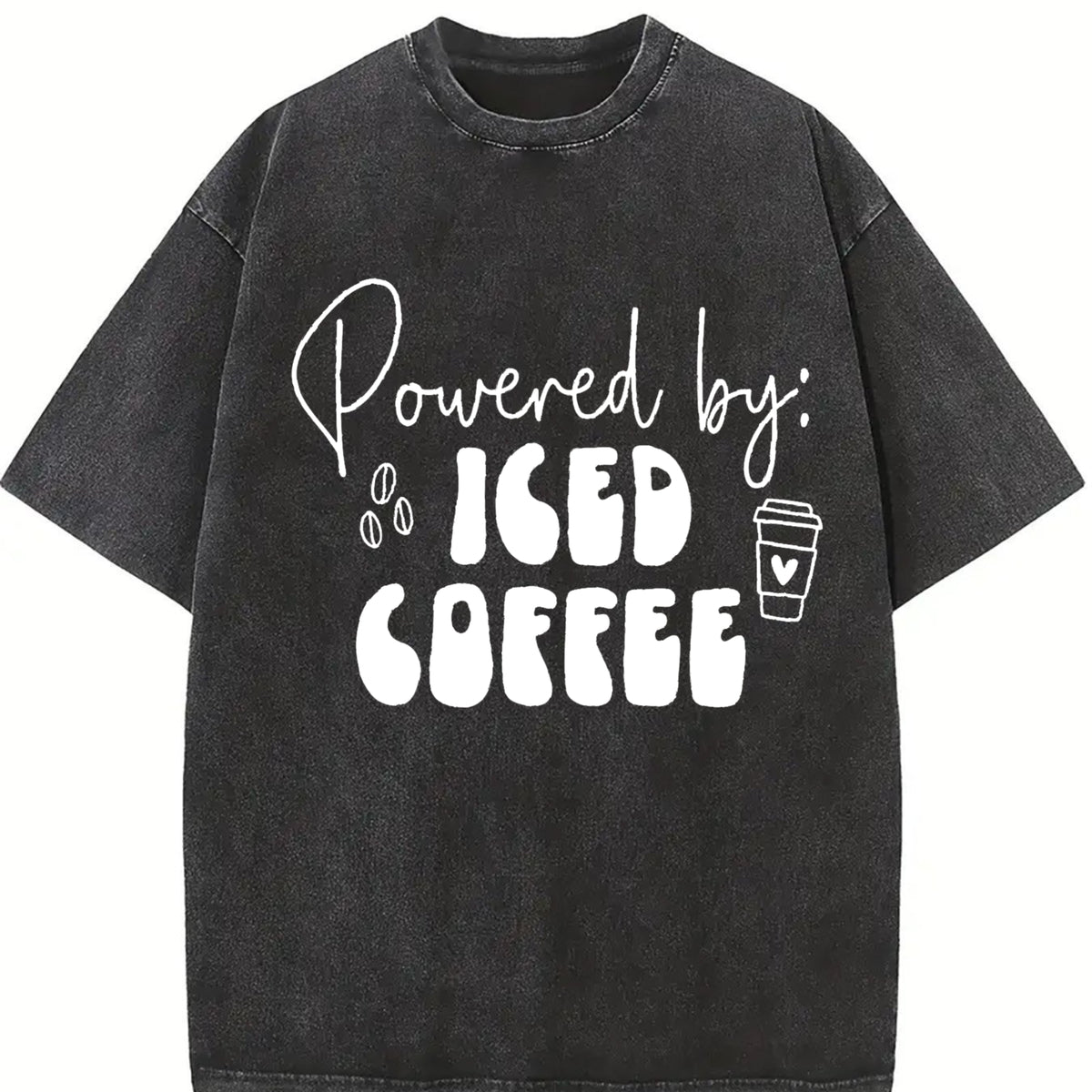 Powered by Iced Coffee Vintage Washed T-Shirt in Black