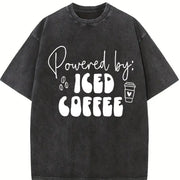 Powered by Iced Coffee Vintage Washed T-Shirt in Black
