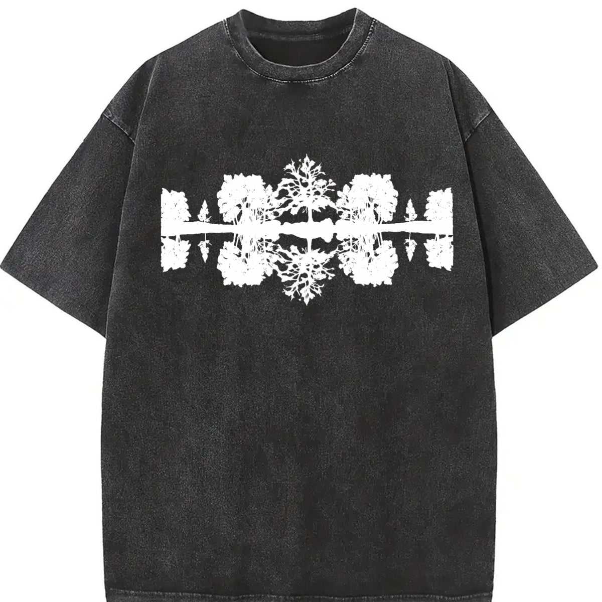 Reflection Tree Vintage Washed T-Shirt in Black