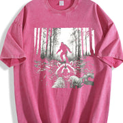Raccoon Selfie with Sasquatch Bigfoot vintage washed oversized T-shirt in Red