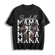 Baseball Mama Coquette Bow Cotton T-Shirt in Black