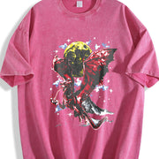 Fantasy Dragon Y2K Vintage Washed T-Shirt in Red