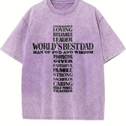 Worlds Best Christian Dad Vintage Washed T-Shirt in Purple