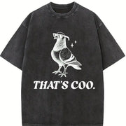 Retro Pigeon Puns 90s Vintage Washed T-Shirt in Black