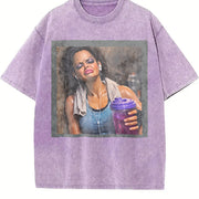 Glam Doll with a Shaker Bottle Vintage Washed T-Shirt in Purple