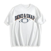 Retro Football Bend and Snap Football Sports Season Cotton T-Shirt in White