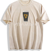 Vitamin G Guinness Beer Embroidered Beer St. Patrick’s Day vintage washed oversized T-shirt in Beige