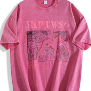 For Formal Urban Distressed Enthusiasts Vintage Washed T-Shirt in Red