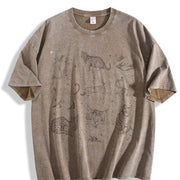 Cats 90s Retro ® Y2k Kitten Vintage Washed T-Shirt in Brown