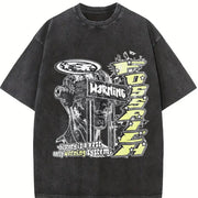 Warning Cybernetic Head Tank Vintage Washed T-Shirt in Black
