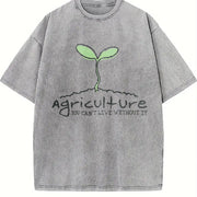 Agriculture You Can't Live Without It Vintage Washed T-Shirt in Gray