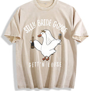 Goose Bride Goose Lover Vintage Washed T-Shirt in Beige