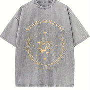 Stars Hollow Two- Sided Vintage Washed T-Shirt in Gray