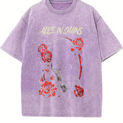 Alice In Chains band rock concert outfits Heavy vintage washed oversized T-shirt in Purple