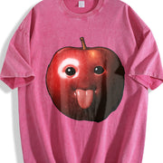 Meme Apple Stylish Apple Vintage Washed T-Shirt in Red