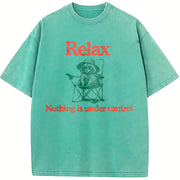 Chill Raccoon - Relax Nothing Is Under Control Trash Panda vintage washed oversized T-shirt in Blue