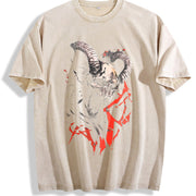 For Formal Urban Distressed Enthusiasts Vintage Washed T-Shirt in Beige