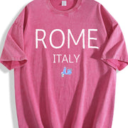 Rome Italy Vespa Pullover Vintage Washed T-Shirt in Red