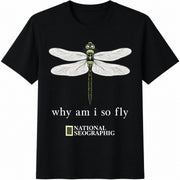2026 National Geographic Inspired Dragonfly Cotton T-Shirt in Black
