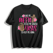 Coffee & Jesus Cotton T-Shirt in Black