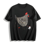 Chicken & Eggplant Short-sleeve Cotton T-Shirt in Black