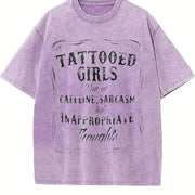 Tattooed Girls Chic Minimalist Vintage Washed T-Shirt in Purple
