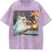 Battle Movie Batik Retro Brand Vintage Washed T-Shirt in Purple