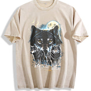 Wolf Spirit Classic 90s Vintage Washed T-Shirt in Beige